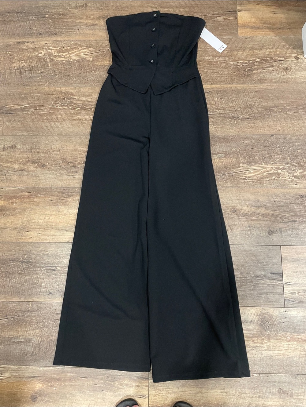Steve Madden Black Strapless Wide-Leg Jumpsuit